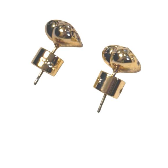 Coach Signature Logo Quilted Heart Crystal Stud Earrings - Picture 2 of 4